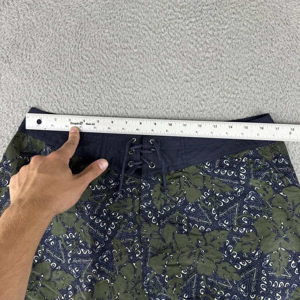 OP Ocean Pacific Swim Trunks Mens sz 36 Blue‎ Green Floral Board Shorts Vtg Y2k